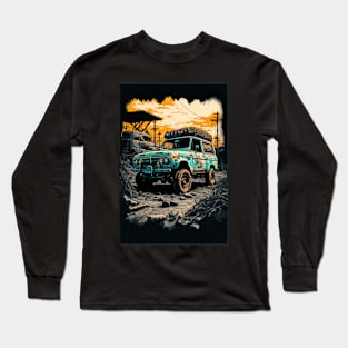 Teal Safari pick up truck in the ruined world Long Sleeve T-Shirt